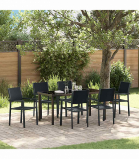 vidaXL Garden Dining Set 7 pcs Black Poly rattan