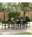 vidaXL Garden Dining Set 7 pcs Black Poly rattan
