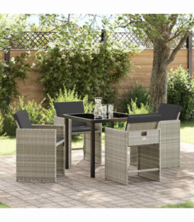 vidaXL Garden Dining Set 5 pcs Light Grey Poly Rattan