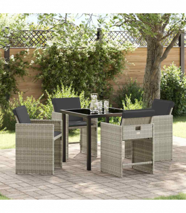 vidaXL Garden Dining Set 5 pcs Light Grey Poly Rattan