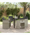 vidaXL Garden Dining Set 5 pcs Light Grey Poly Rattan