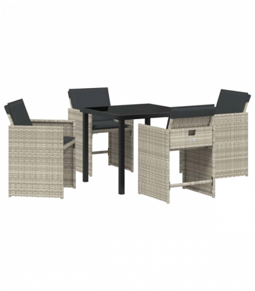 vidaXL Garden Dining Set 5 pcs Light Grey Poly Rattan
