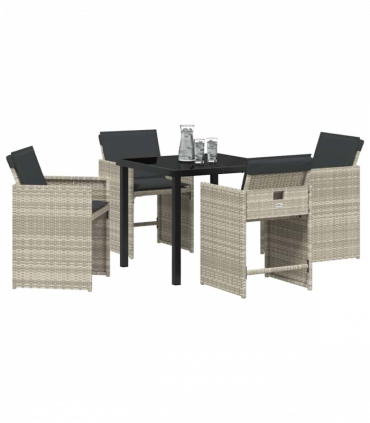 vidaXL Garden Dining Set 5 pcs Light Grey Poly Rattan