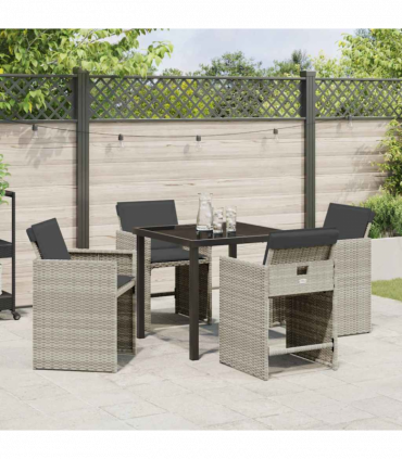 vidaXL Garden Dining Set 5 pcs Light Grey Poly Rattan