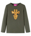 Kids' T-shirt with Long Sleeves Khaki 128