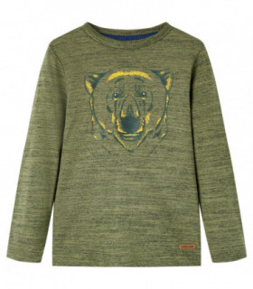 Kids' T-shirt with Long Sleeves Khaki Melange 104