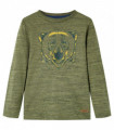 Kids' T-shirt with Long Sleeves Khaki Melange 116
