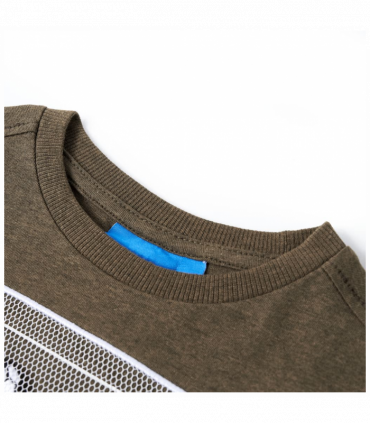 Kids' T-shirt with Long Sleeves Khaki Melange 116