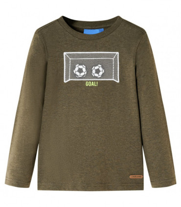 Kids' T-shirt with Long Sleeves Khaki Melange 128