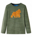Kids' T-shirt with Long Sleeves Khaki Melange 128