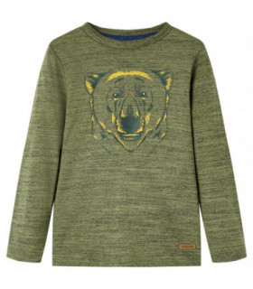 Kids' T-shirt with Long Sleeves Khaki Melange 92