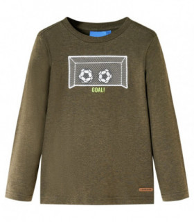 Kids' T-shirt with Long Sleeves Khaki Melange 92