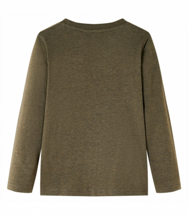 Kids' T-shirt with Long Sleeves Khaki Melange 92