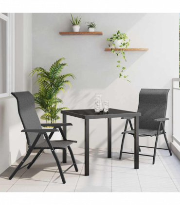vidaXL Garden Dining Set Height-Adjustable 3 pcs Grey Poly rattan