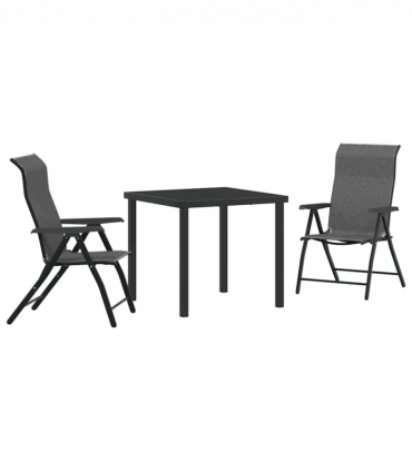vidaXL Garden Dining Set Height-Adjustable 3 pcs Grey Poly rattan