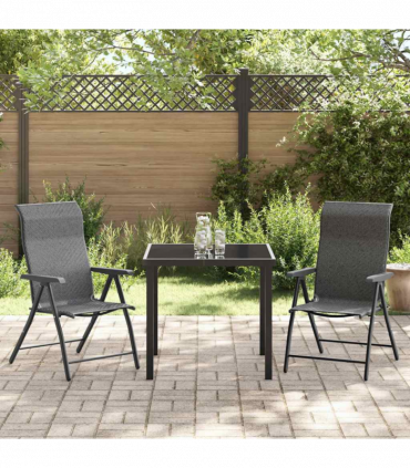vidaXL Garden Dining Set Height-Adjustable 3 pcs Grey Poly rattan