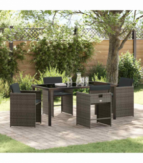vidaXL Garden Dining Set 5 pcs Grey Poly Rattan