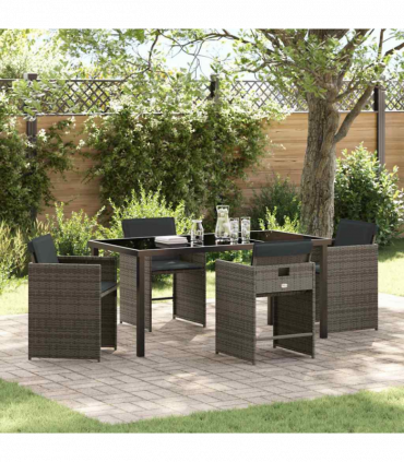 vidaXL Garden Dining Set 5 pcs Grey Poly Rattan