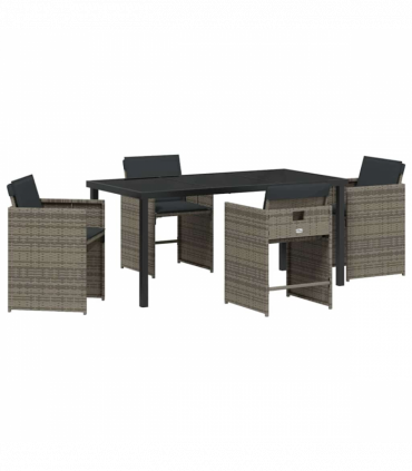 vidaXL Garden Dining Set 5 pcs Grey Poly Rattan