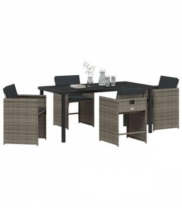 vidaXL Garden Dining Set 5 pcs Grey Poly Rattan
