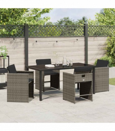 vidaXL Garden Dining Set 5 pcs Grey Poly Rattan