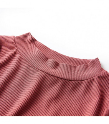 Kids' T-shirt with Long Sleeves Mock Turtleneck Burnt Red 116