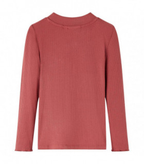 Kids' T-shirt with Long Sleeves Mock Turtleneck Burnt Red 140