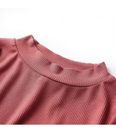 Kids' T-shirt with Long Sleeves Mock Turtleneck Burnt Red 92