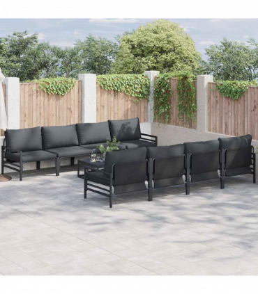 vidaXL Garden Sofa Set with Cushion 9 pcs Anthracite Steel & Fabric