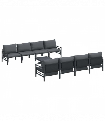vidaXL Garden Sofa Set with Cushion 9 pcs Anthracite Steel & Fabric