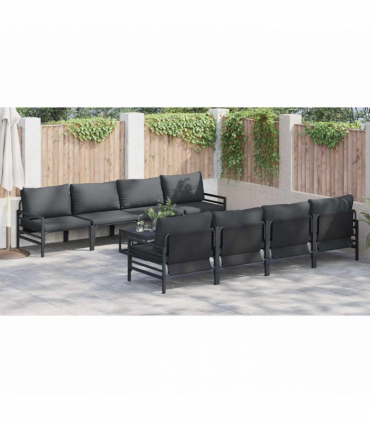 vidaXL Garden Sofa Set with Cushion 9 pcs Anthracite Steel & Fabric