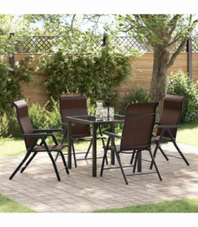 vidaXL Garden Dining Set Height-Adjustable 5 pcs Brown Poly rattan