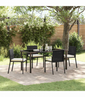 vidaXL Garden Dining Set 5 pcs Black Poly rattan