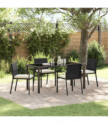 vidaXL Garden Dining Set 5 pcs Black Poly rattan