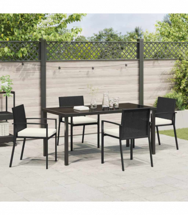 vidaXL Garden Dining Set 5 pcs Black Poly rattan