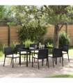vidaXL Garden Dining Set 7 pcs Black Poly rattan