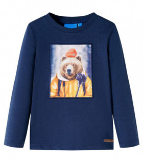 Kids' T-shirt with Long Sleeves Navy Melange 104