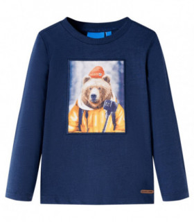 Kids' T-shirt with Long Sleeves Navy Melange 116