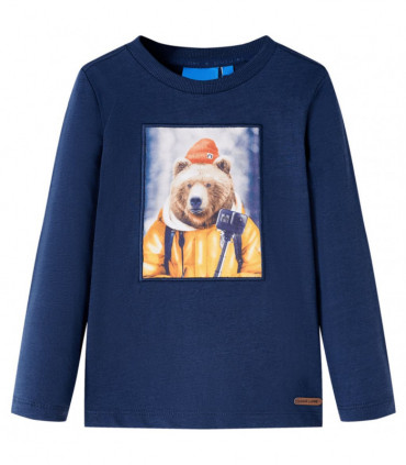Kids' T-shirt with Long Sleeves Navy Melange 116
