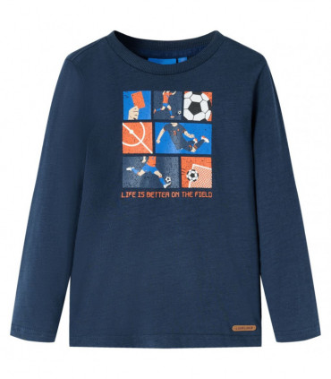 Kids' T-shirt with Long Sleeves Navy Melange 92