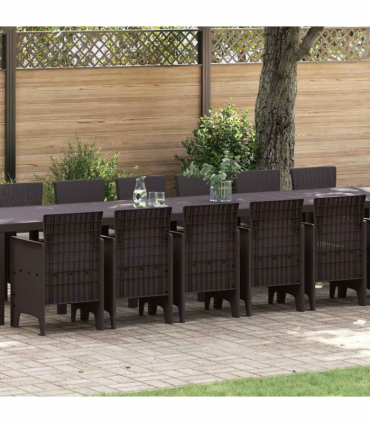 vidaXL Garden Dining Set 17 pcs Brown Polt rattan