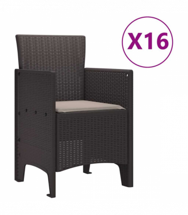 vidaXL Garden Dining Set 17 pcs Brown Polt rattan