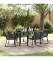 vidaXL Garden Dining Set 5 pcs Black Poly rattan