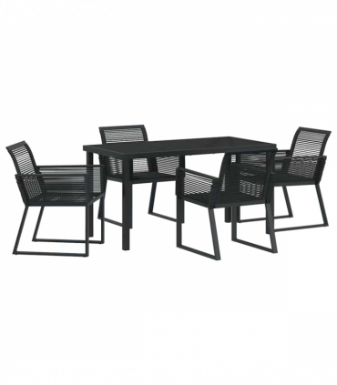 vidaXL Garden Dining Set 5 pcs Black Poly rattan