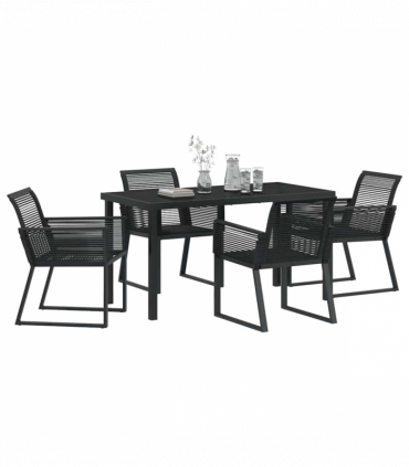 vidaXL Garden Dining Set 5 pcs Black Poly rattan