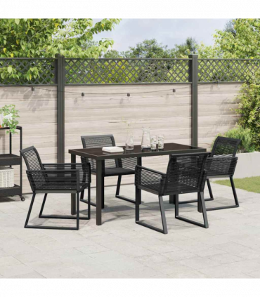 vidaXL Garden Dining Set 5 pcs Black Poly rattan