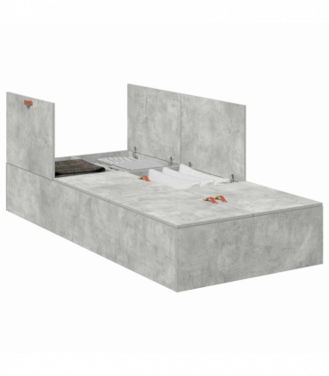 vidaXL Bed Frame Concrete grey 200 x 100 x 31.5 cm Engineered wood