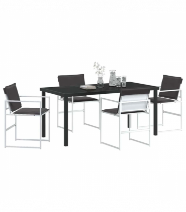 vidaXL Garden Dining Set Folding Manual 5 pcs White 160 x 80 x 73 cm