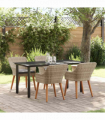 vidaXL Dining Set 5 pcs Light grey Poly rattan