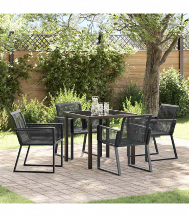 vidaXL Garden Dining Set 5 pcs Black Poly rattan